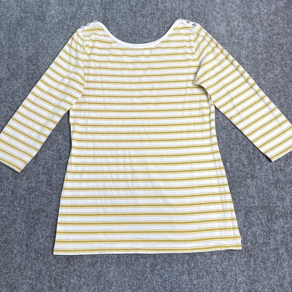 Matilda Jane Its a Wonderful Parade Sunny Top Size XL Yellow Striped 3/4 Sleeve - Picture 2 of 8